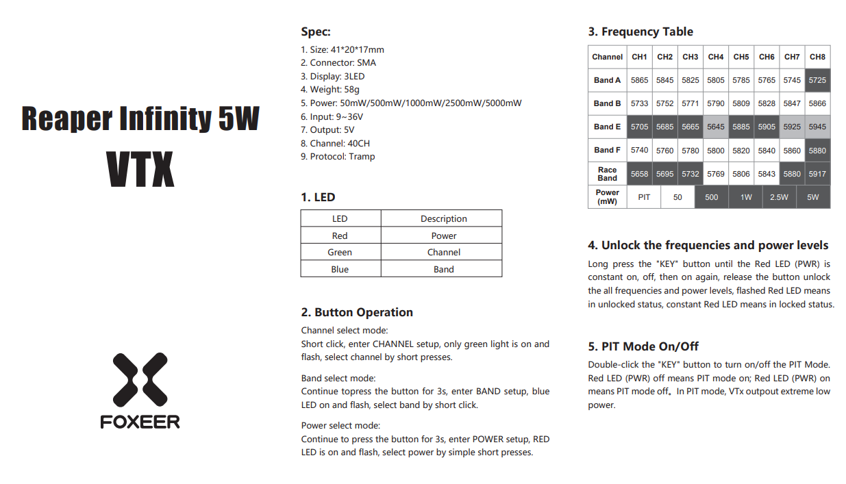 Price Foxeer Reaper 5W 40CH 5. - Drone Rc Price 评论和价格